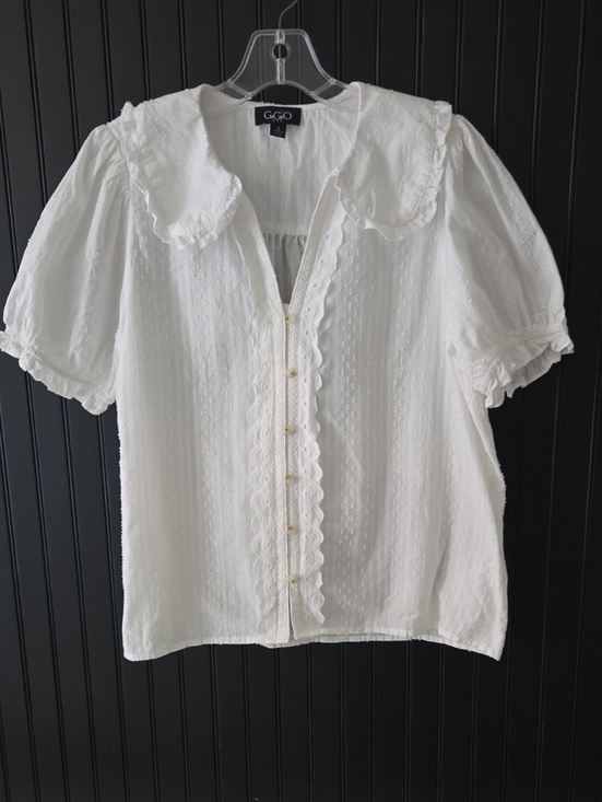 Gigio Tops - Gigio White Peter Pan Collar Blouse